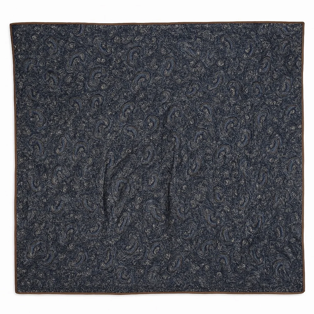 Donna Sharp Blue, Denim, Paisley, Tan Patchwork Quilt Size 87x89